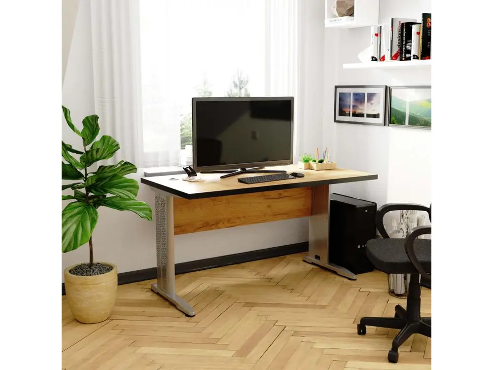 Bureau d'ordinateur AKORD BM135 Chêne Craft 135 cm couleur Chêne Craft 135x60x76 cm