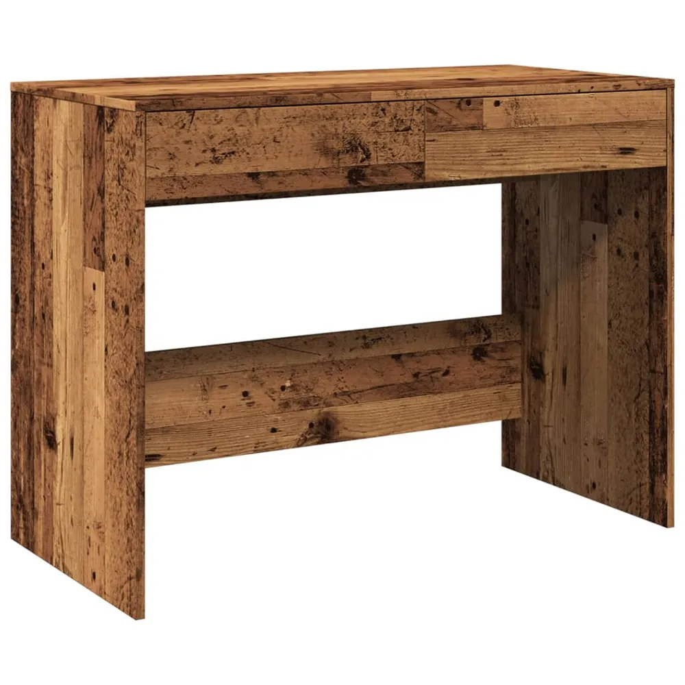 Bureau table poste de travail meuble d'ordinateur informatique étude vieux bois 101 x 50 x 76,5 cm bois d'ingénierie brun...
