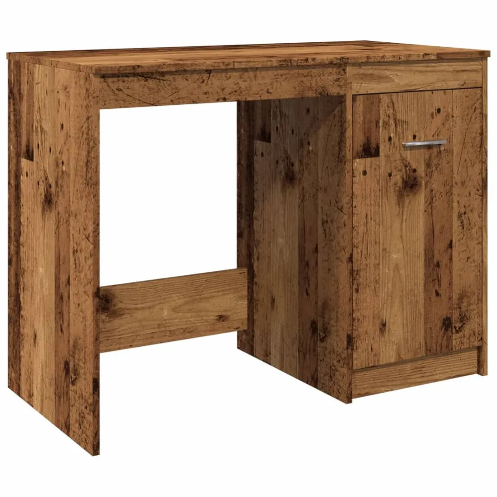 Bureau table poste de travail meuble d'ordinateur informatique étude vieux bois 100 x 50 x 76 cm bois d'ingénierie brun 02...