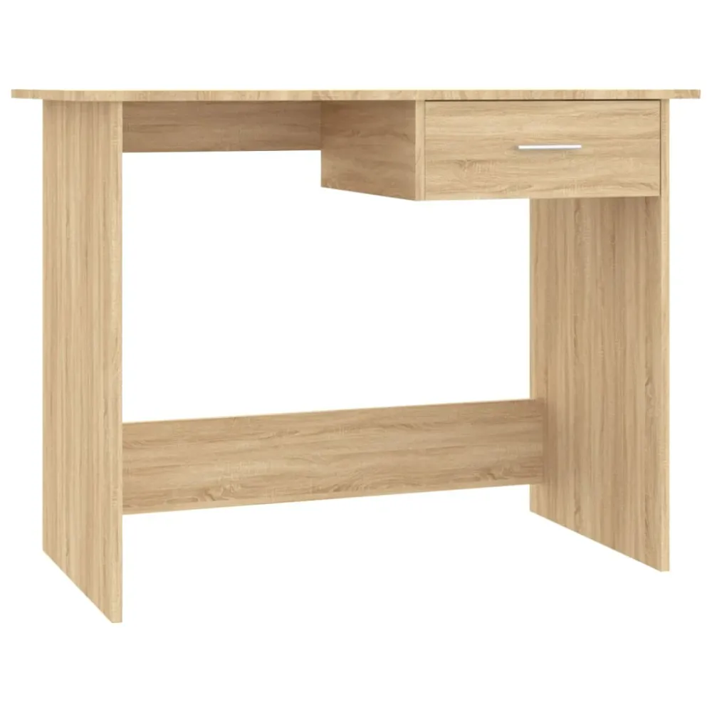 Bureau table poste de travail meuble d'ordinateur informatique étude chêne sonoma 100 x 50 x 76 cm bois d’ingénierie brun...
