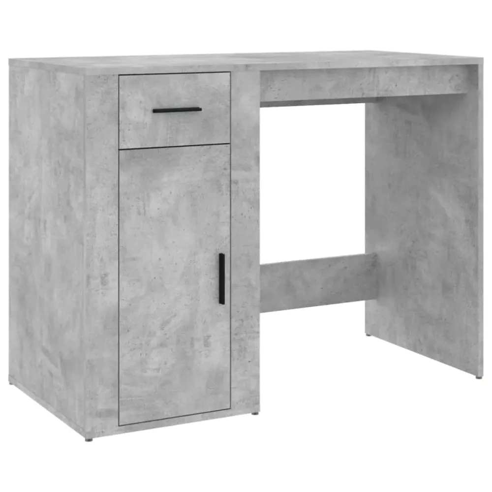 Bureau table poste de travail meuble d'ordinateur informatique étude avec armoire bois d'ingénierie gris 02_0023390