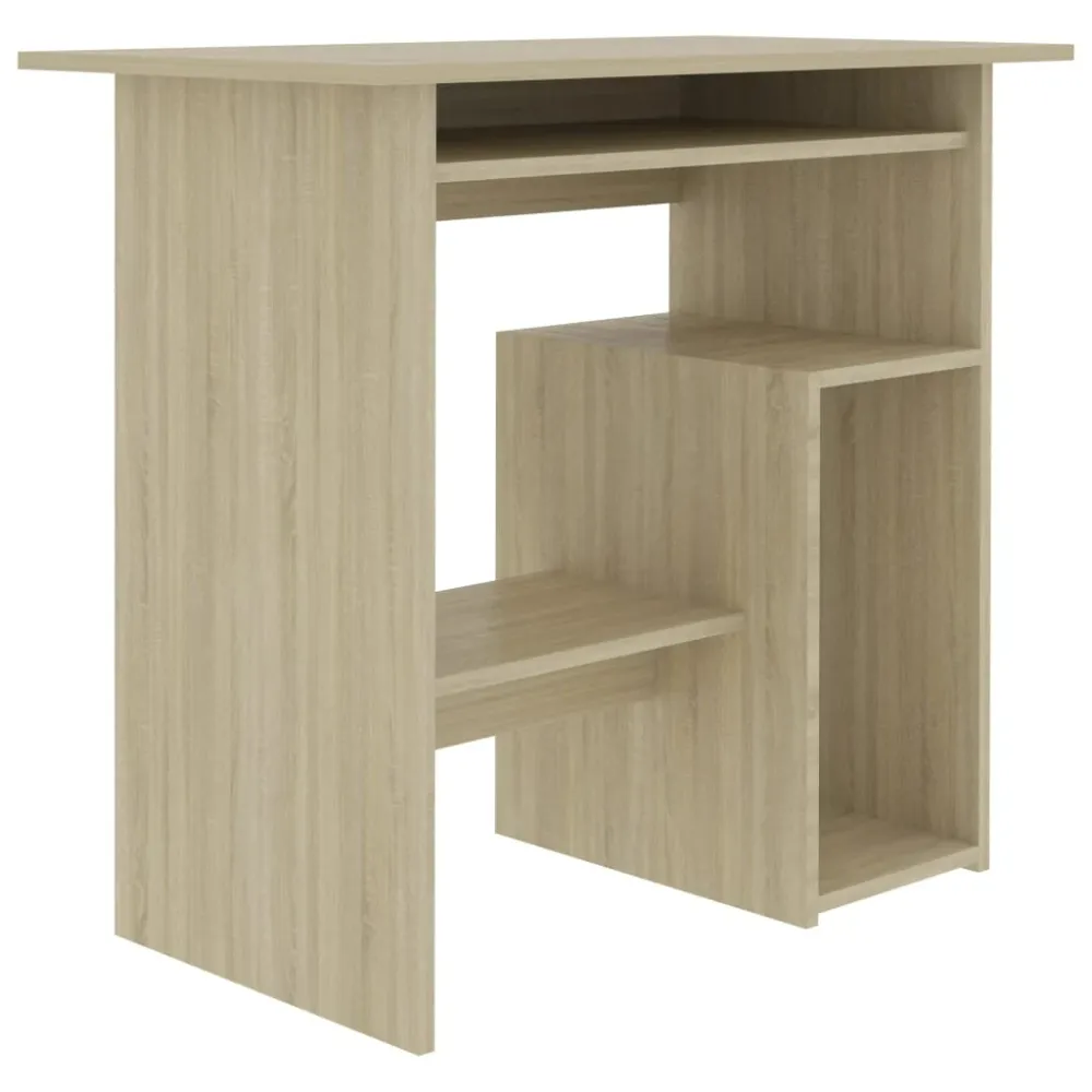 Bureau table poste de travail meuble d'ordinateur informatique étude chêne sonoma 80 x 45 x 74 cm bois d’ingénierie brun 0...