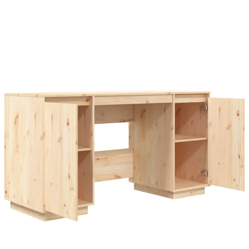 Bureau table poste de travail meuble d'ordinateur informatique étude 140 x 50 x 75 cm bois massif de pin brun 02_0023378