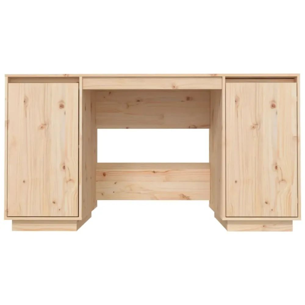 Bureau table poste de travail meuble d'ordinateur informatique étude 140 x 50 x 75 cm bois massif de pin brun 02_0023378