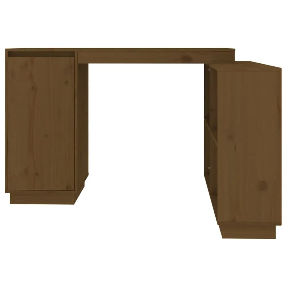 Bureau table poste de travail meuble d'ordinateur informatique étude miel 110 x 50 x 75 cm bois massif de pin brun 02_0023870