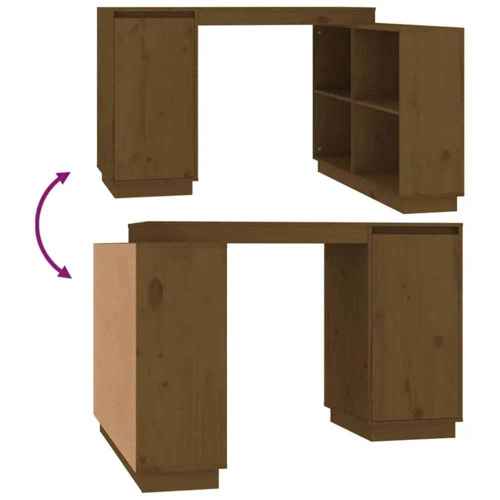 Bureau table poste de travail meuble d'ordinateur informatique étude miel 110 x 50 x 75 cm bois massif de pin brun 02_0023870