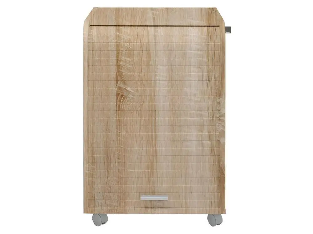 Caisson chêne naturel sur roulettes à rideau taille S - CAROU : Bois