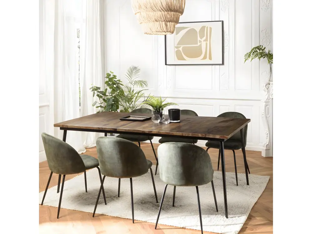 KIARA - Table à manger rectangulaire 200x100cm bois recyclé