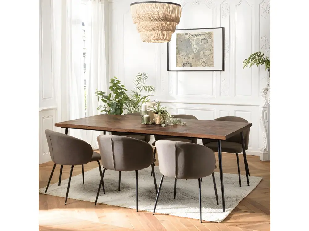 KIARA - Table à manger rectangulaire 220x100cm bois recyclé