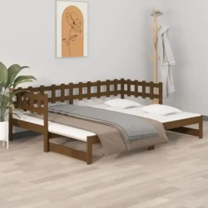Lit coulissant Marron miel 2x(80x200) cm Bois de pin massif