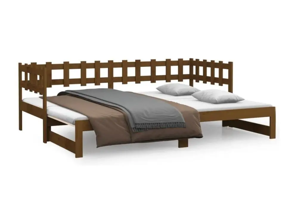 Lit coulissant Marron miel 2x(80x200) cm Bois de pin massif