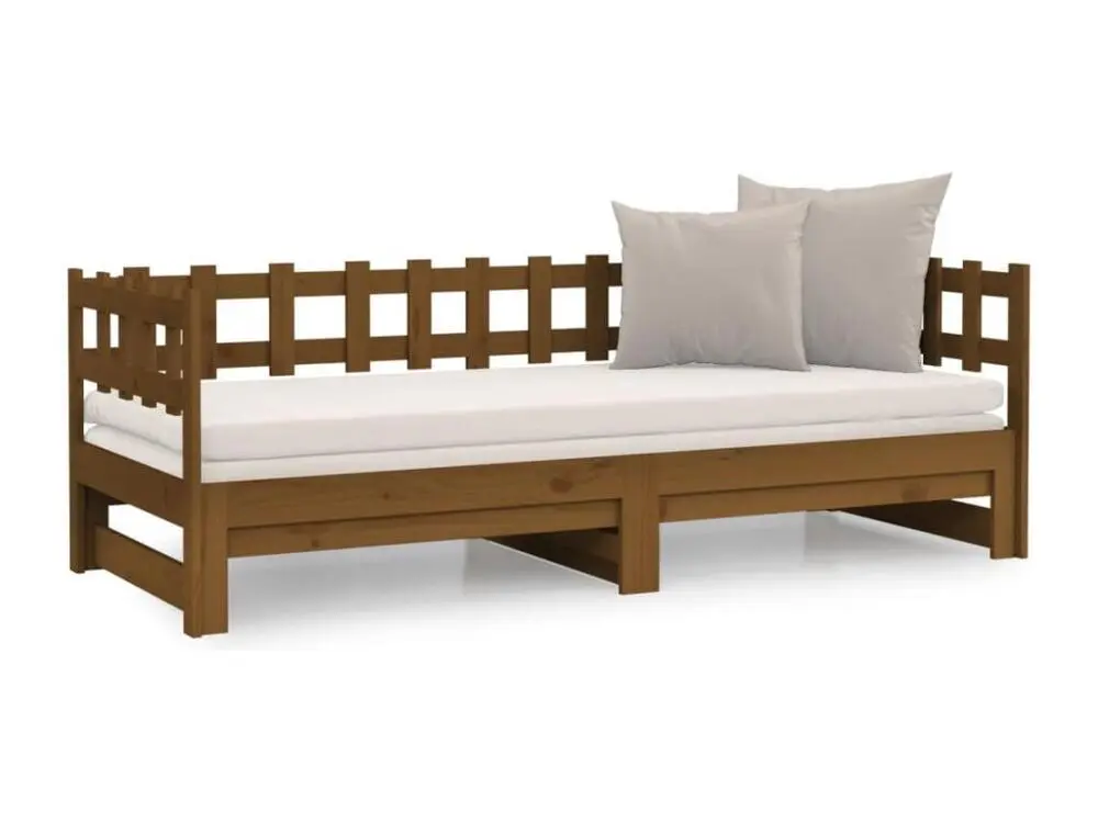 Lit coulissant Marron miel 2x(80x200) cm Bois de pin massif