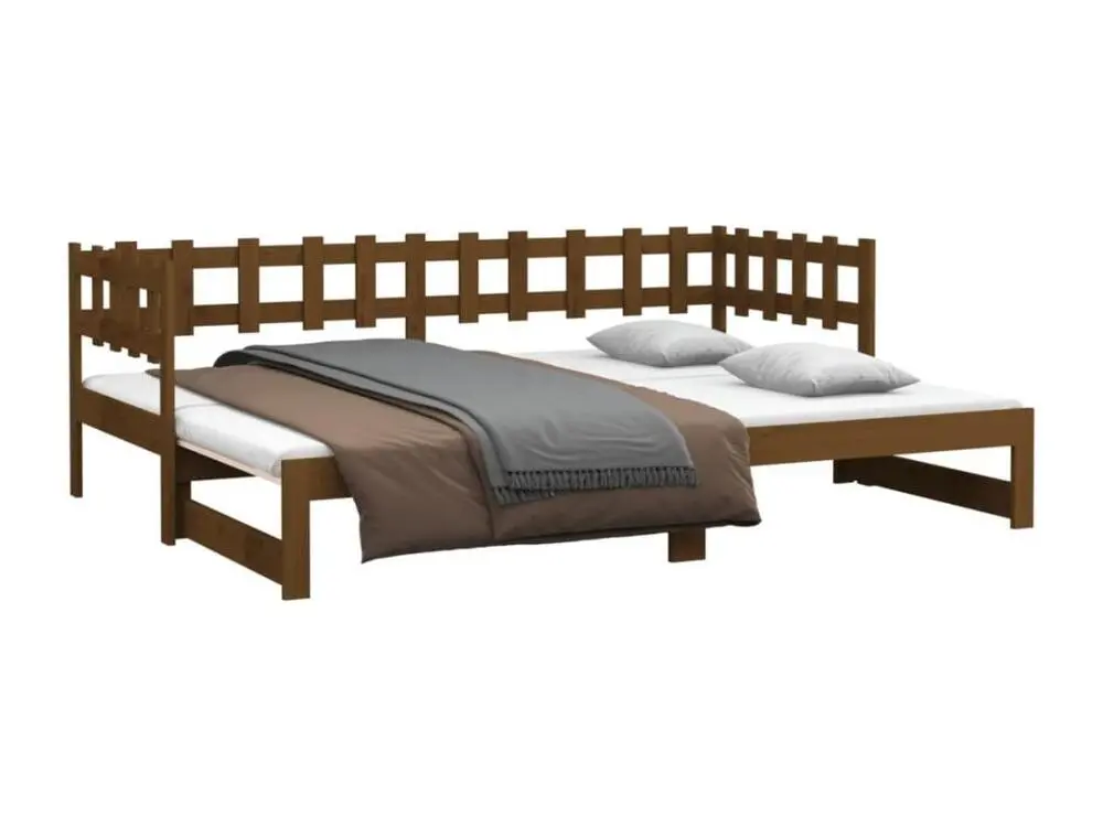 Lit coulissant Marron miel 2x(80x200) cm Bois de pin massif