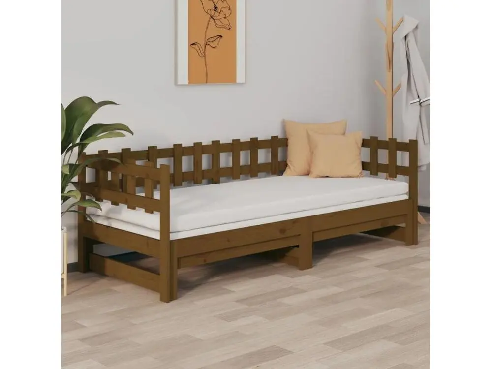 Lit coulissant Marron miel 2x(80x200) cm Bois de pin massif