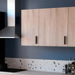 Meuble haut de cuisine 40 cm 1 porte battante Noir/Chêne - ABINCI - L 40 x l 30 x H 70 cm