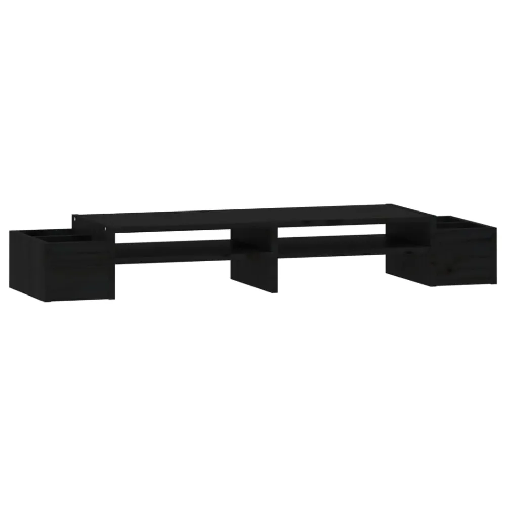 Support de moniteur 100 x 27,5 x 15 cm bois de pin durable noir 02_0004464