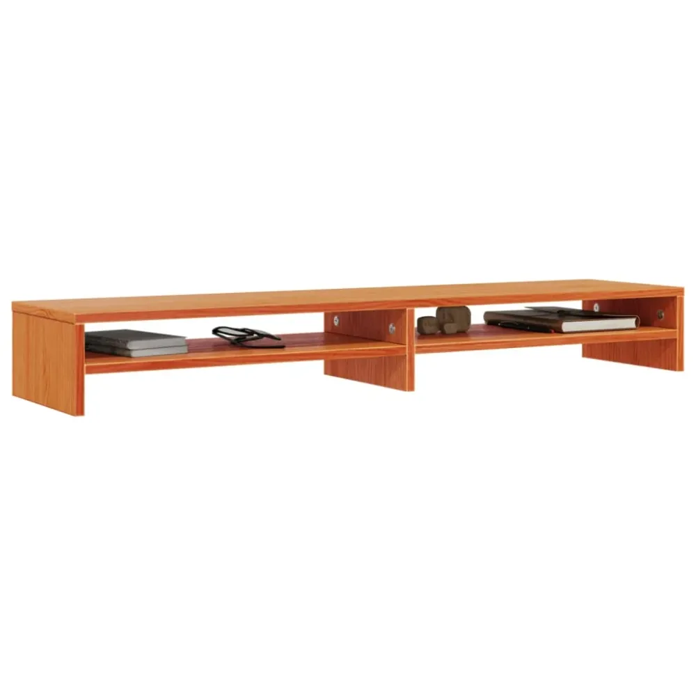 Support de moniteur miel 100 x 24 x 13 cm bois de pin résistant brun 02_0029221