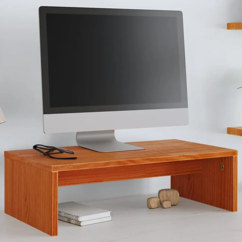 Support de moniteur miel 50 x 27 x 15 cm bois de pin durable brun 02_0029224