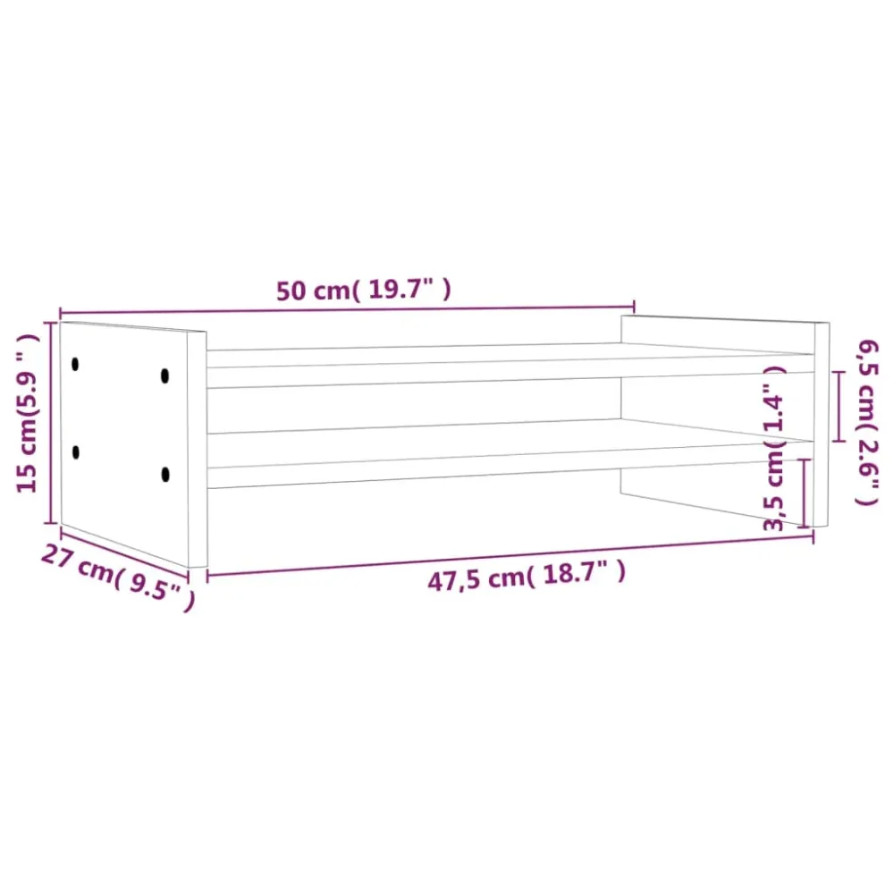 Support pour moniteur 50 x 27 x 15 cm bois de pin résistant 02_0004423