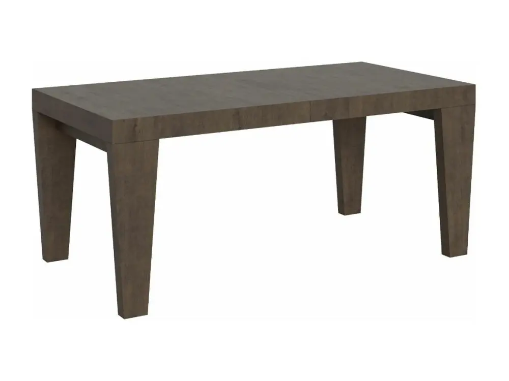 Table à manger extensible en bois pieds en V Kristo-Couleur Marron-Support 4 pieds-2 rallonges fines-Largeur extensible 16...