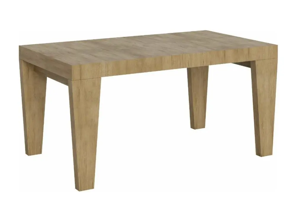Table à manger extensible en bois pieds en V Kristo-Couleur Marron-Support 4 pieds-2 rallonges fines-Largeur extensible 16...