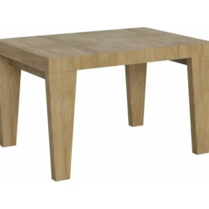 Table à manger extensible en bois pieds en V Kristo-Couleur Naturel-Support 4 pieds-2 rallonges fines-Largeur extensible 1...