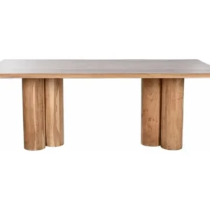 Table à manger, table de repas rectangulaire en bois d'acacia coloris naturel - longueur 200 x profondeur 100 x Haute...