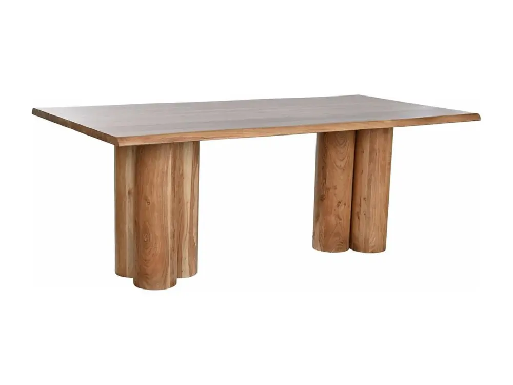 Table à manger, table de repas rectangulaire en bois d'acacia coloris naturel - longueur 200 x profondeur 100 x Haute...