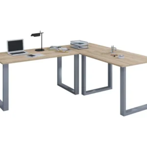 VCM Bureau en bois Table d'ordinateur Table de travail Meuble de bureau Lona 50 U Argent (Chêne Sonoma (scié)|50|160|...