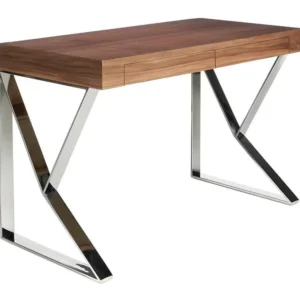 Bureau Professionnel ANGEL CERDA Bureau en bois de noyer et acier chromé