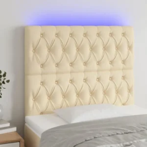 Tête de lit à LED Crème 90x7x118/1288 cm Tissu avec Plateau Réglable en Hauteur
