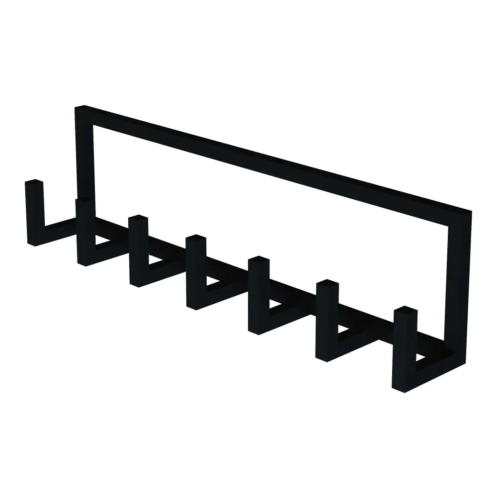 Organisateur Modulable Portemanteau meuble d'entrée design mural Lyngen à 7 crochets acier 75 x 10 x 20 cm noir 03_0010377