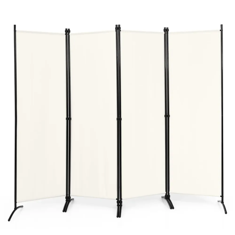 Paravent pliable 220 x 173 cm cloison de séparation pratique pour bureau et salon en acier blanc 20_0013040 en Plastique ABS