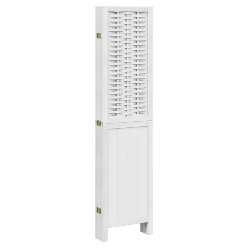 Paravent séparateur de pièce cloison 6 panneaux en bois de paulownia et bambou blanc DEC031061 en Plastique ABS