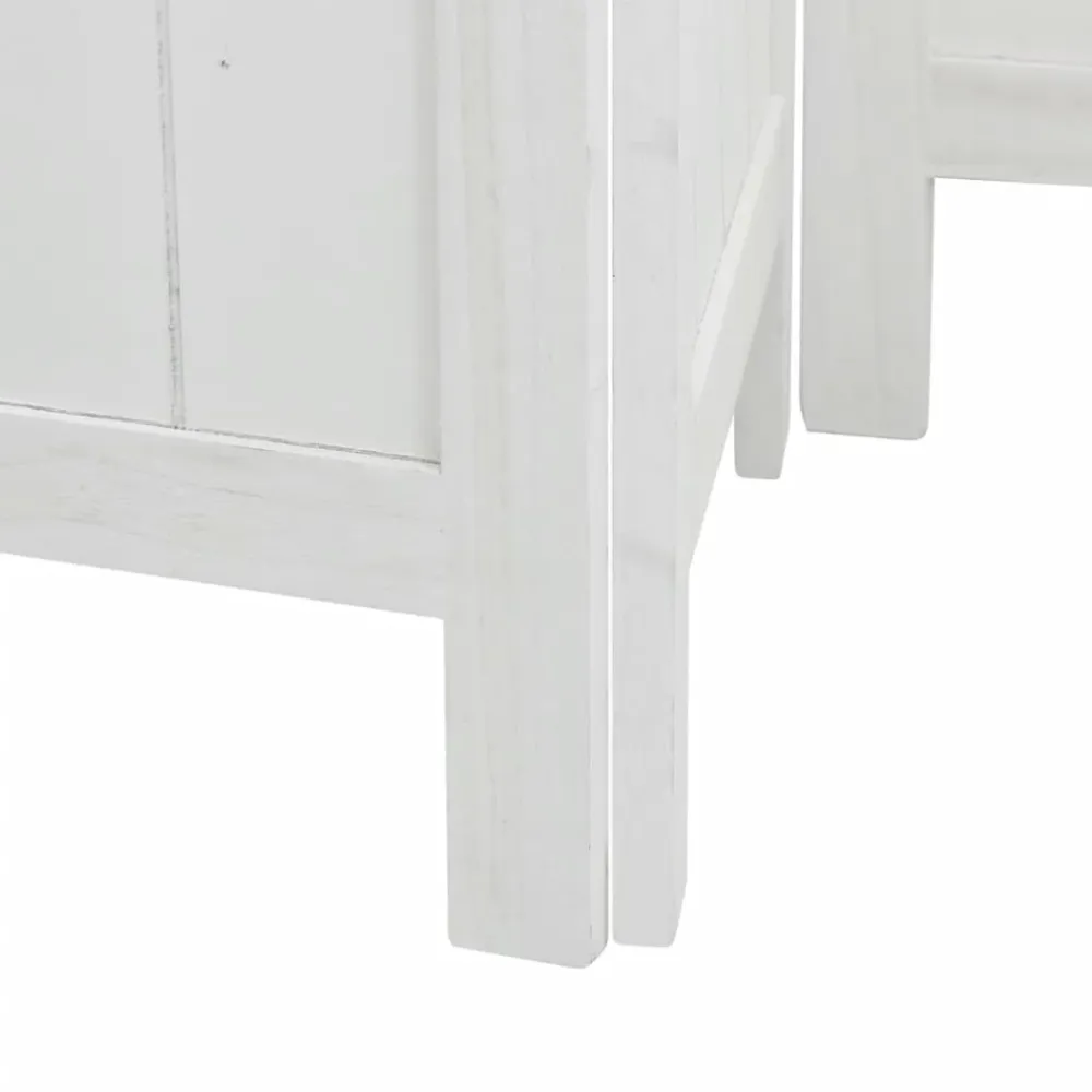 Paravent séparateur de pièce cloison 6 panneaux en bois de paulownia et bambou blanc DEC031061 en Plastique ABS