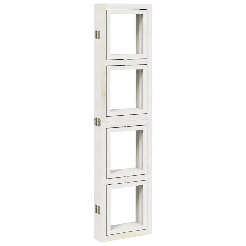 Professionnel Haute Qualité Paravent séparateur de pièce cloison 6 panneaux en bois de paulownia blanc avec porte photos D...