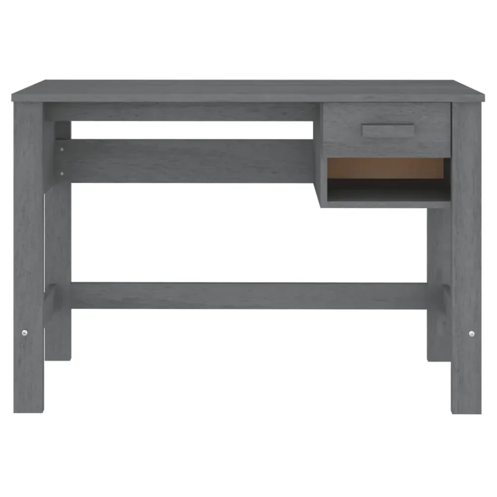 Bureau table poste de travail meuble d'ordinateur informatique étude HAMAR obscur 110 x 40 x 75 cm bois massif de pin gris...