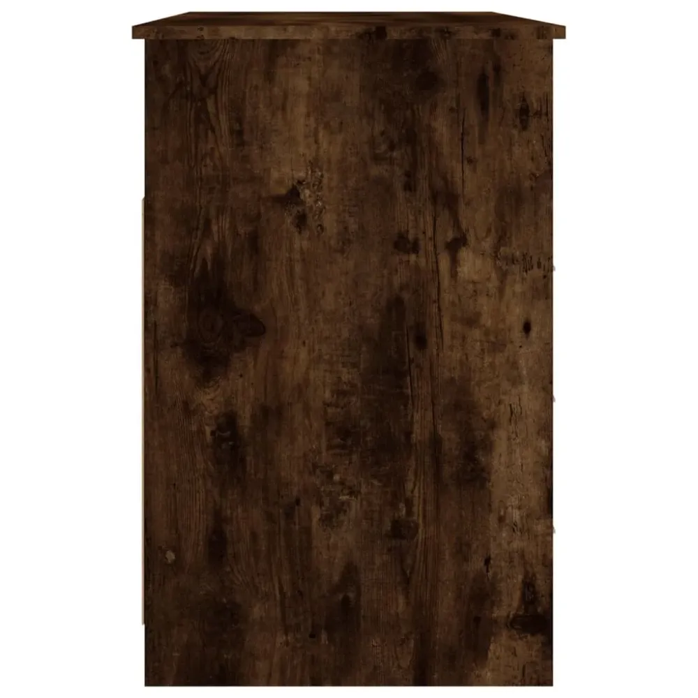 Bureau table poste de travail meuble d'ordinateur informatique étude avec tiroirs chêne fumé 102 x 50 x 76 cm bois d'ingén...