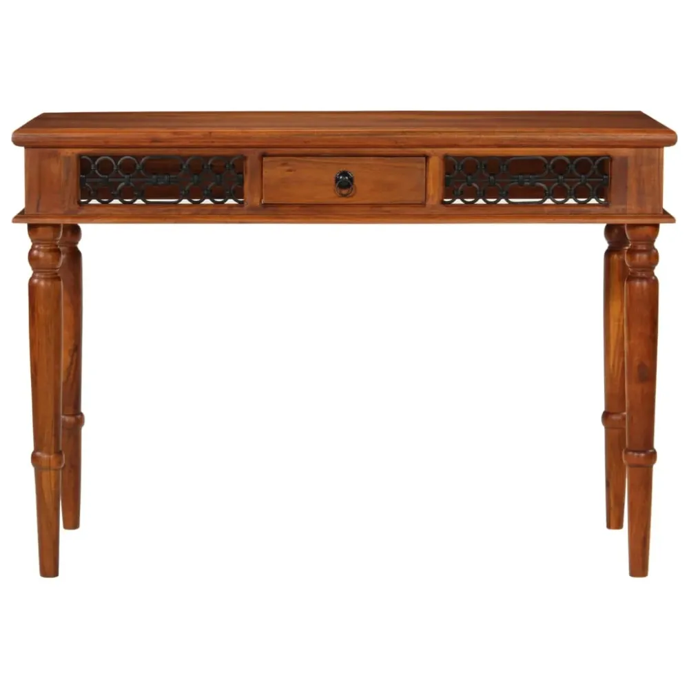 Bureau table poste de travail meuble d'ordinateur informatique étude avec tiroir 110 x 50 x 76 cm bois d'acacia durable br...