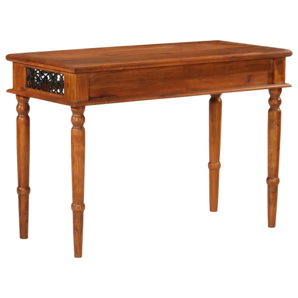 Bureau table poste de travail meuble d'ordinateur informatique étude avec tiroir 110 x 50 x 76 cm bois d'acacia durable br...