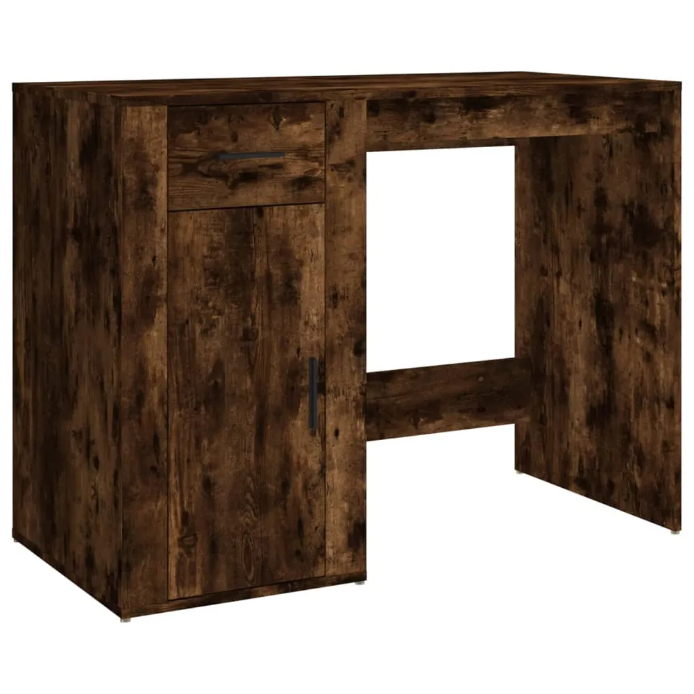 Bureau table poste de travail meuble d'ordinateur informatique étude chêne fumé 100 x 49 x 75 cm bois d'ingénierie brun 02...