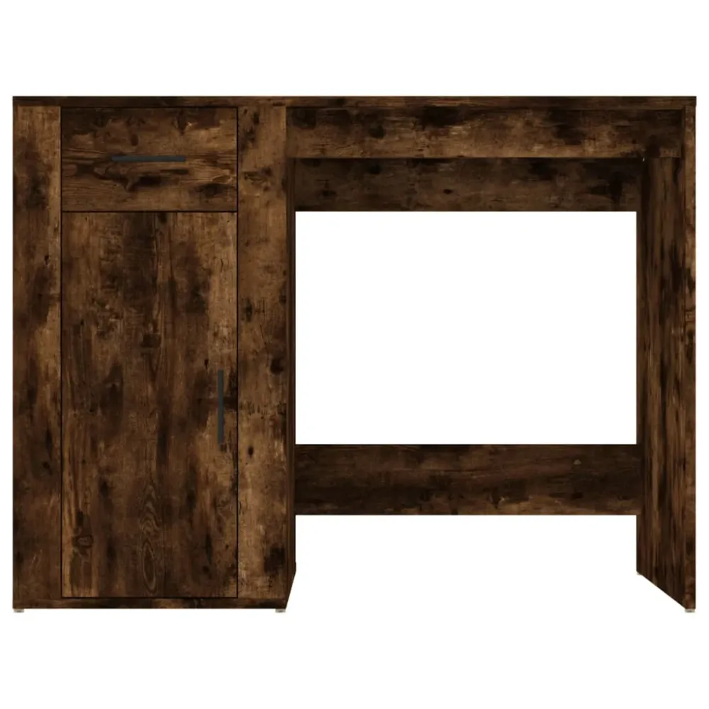 Bureau table poste de travail meuble d'ordinateur informatique étude chêne fumé 100 x 49 x 75 cm bois d'ingénierie brun 02...