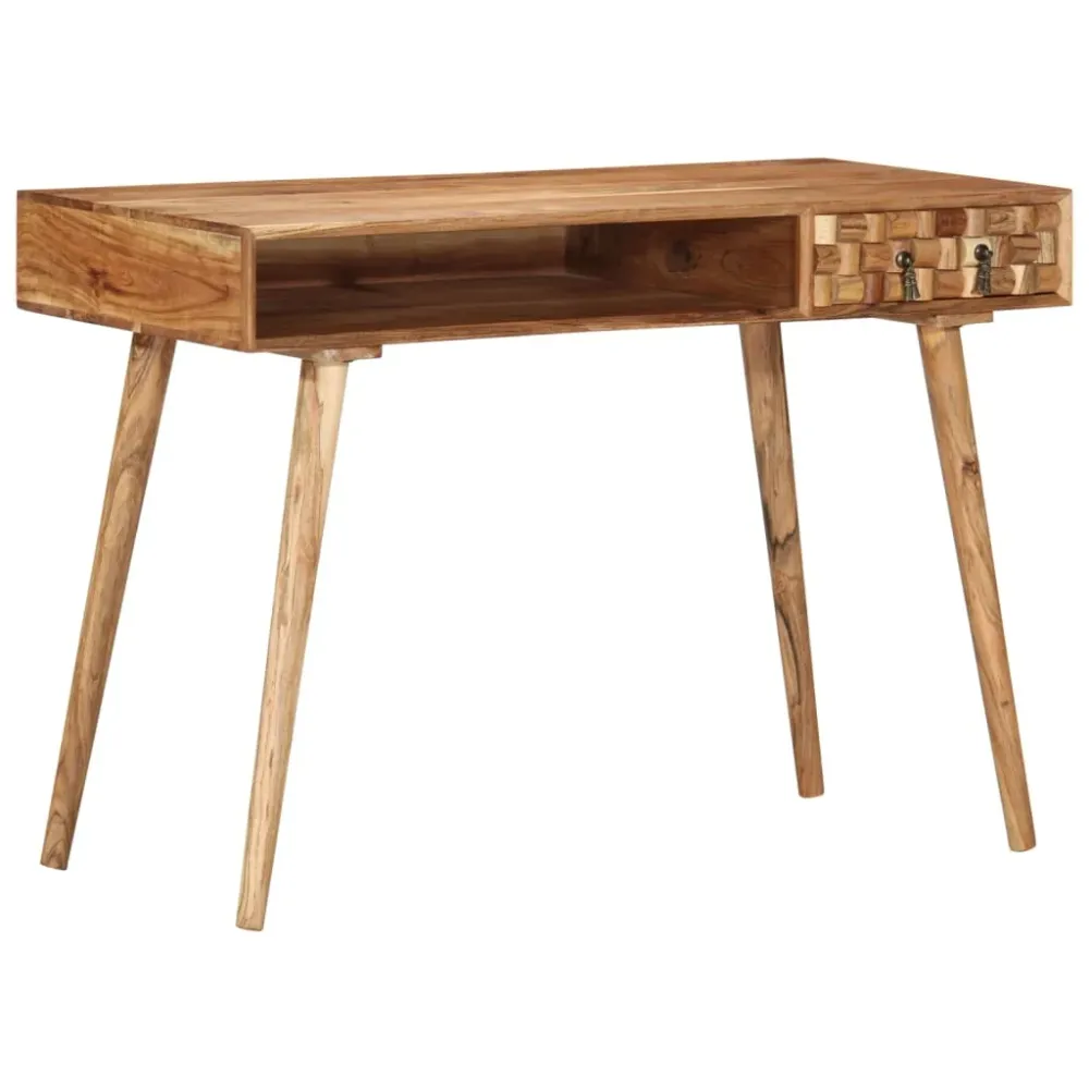 Bureau table poste de travail meuble d'ordinateur informatique étude 115 x 50 x 76 cm bois d'acacia massif brun 02_0023373...