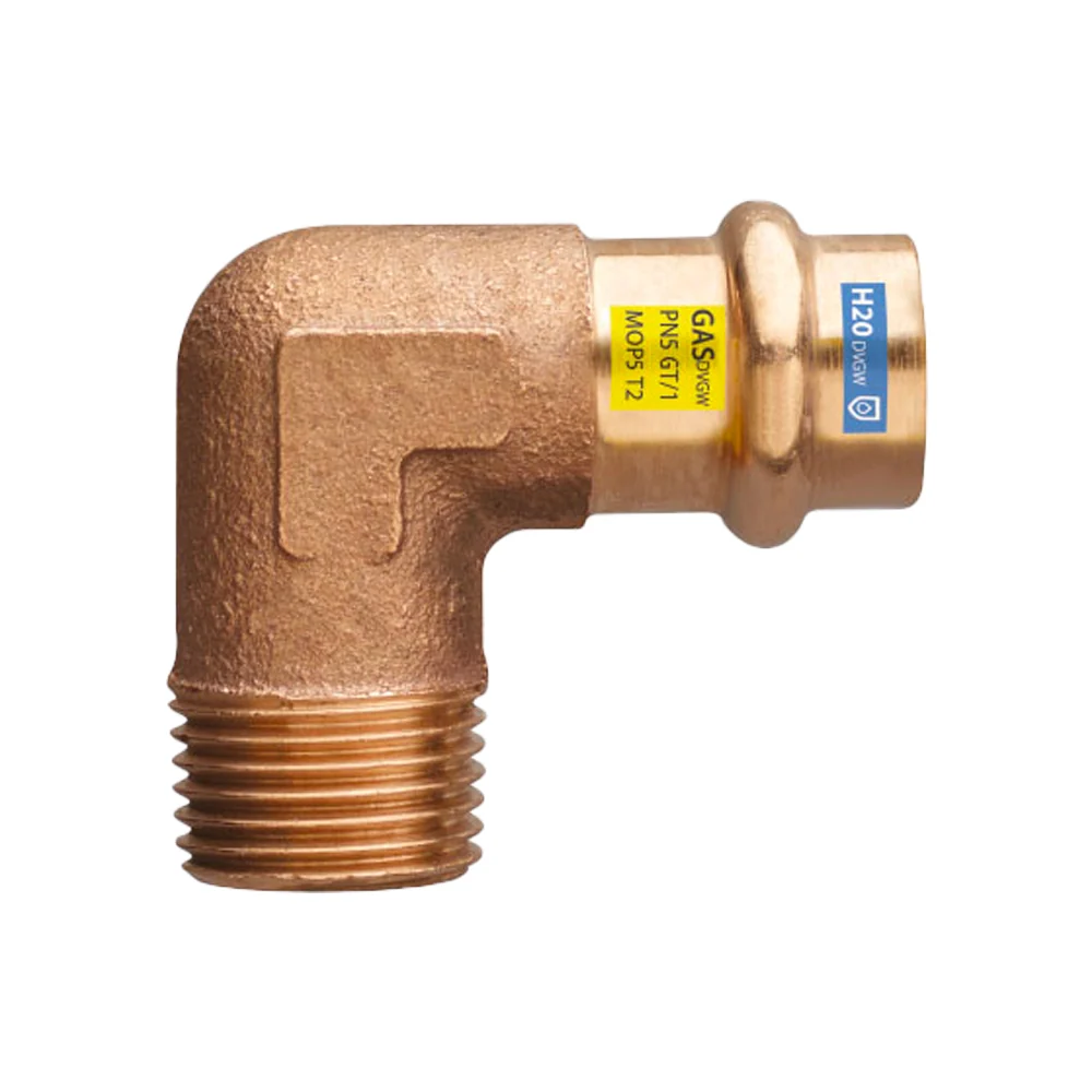 Gomito Femmina Pressare Filettato Maschio Bronzo 18 X 3/4"M - avec Support Inclus