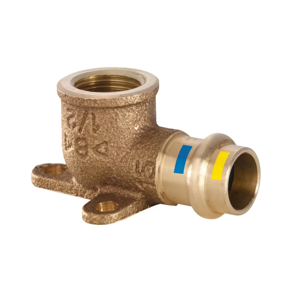 Gomito Flangiato Femmina Pressare Filettato Femmina Bronzo 18X1/2" - avec Support Inclus