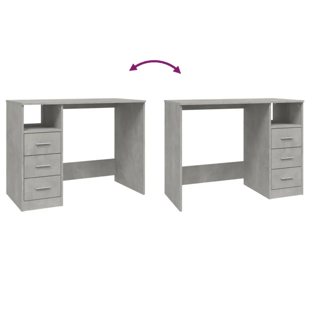 Haute Visibilité - Bureau table poste de travail meuble d'ordinateur informatique étude avec tiroirs 102 x 50 x 76 cm bois...