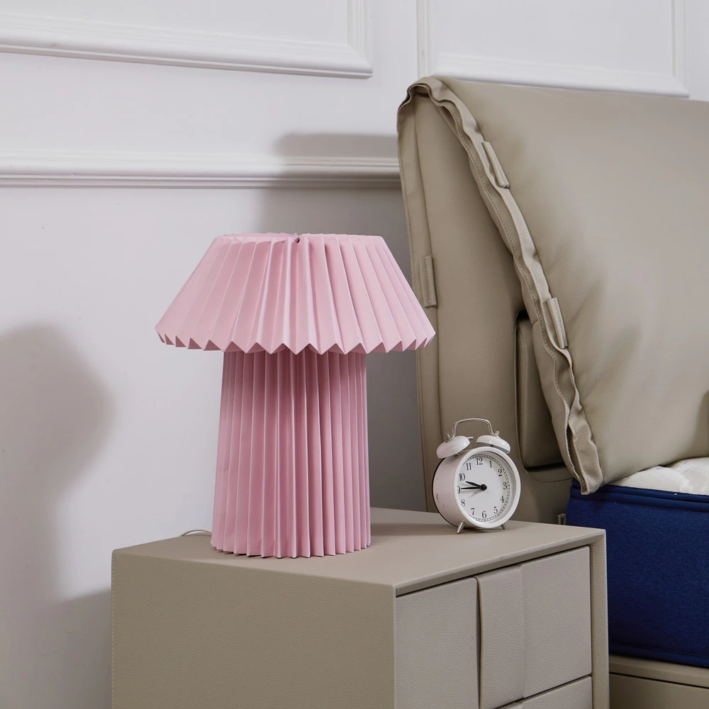 Lindby lampe à poser Magali, rose, papier, Ø 34 cm, E14 avec fixation murale