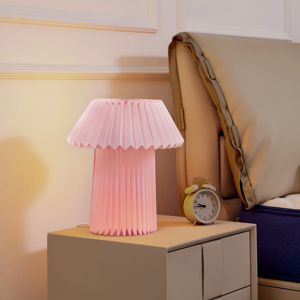 Lindby lampe à poser Magali, rose, papier, Ø 34 cm, E14 avec fixation murale