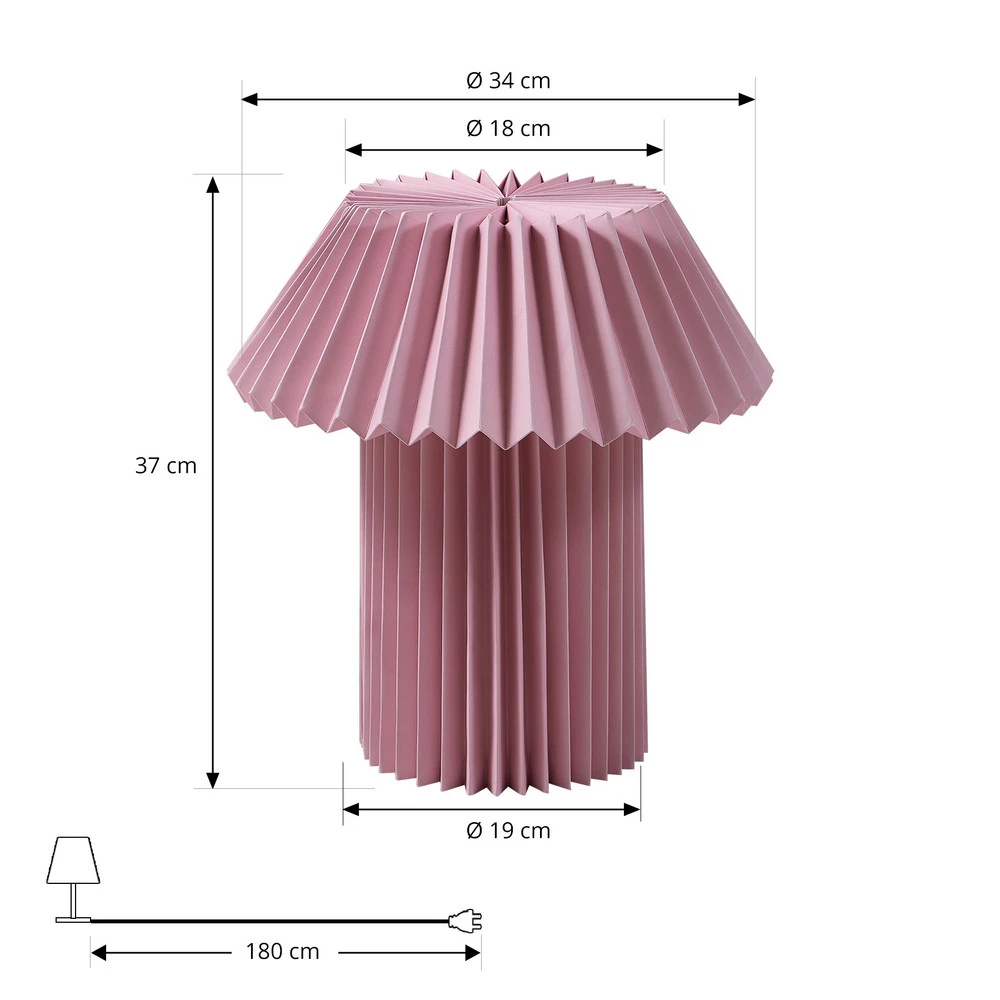 Lindby lampe à poser Magali, rose, papier, Ø 34 cm, E14 avec fixation murale