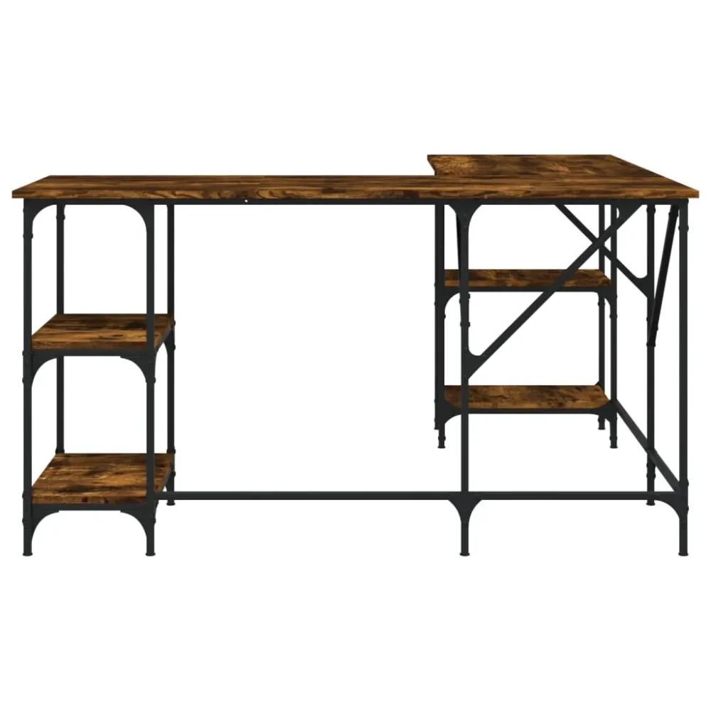 Panneau directionnel Bureau table poste de travail meuble d'ordinateur informatique étude chêne fumé 139 x 139 x 75 cm boi...